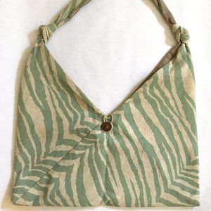 REVERSIBLE Linen Zebra-Pattern Shoulder Bag